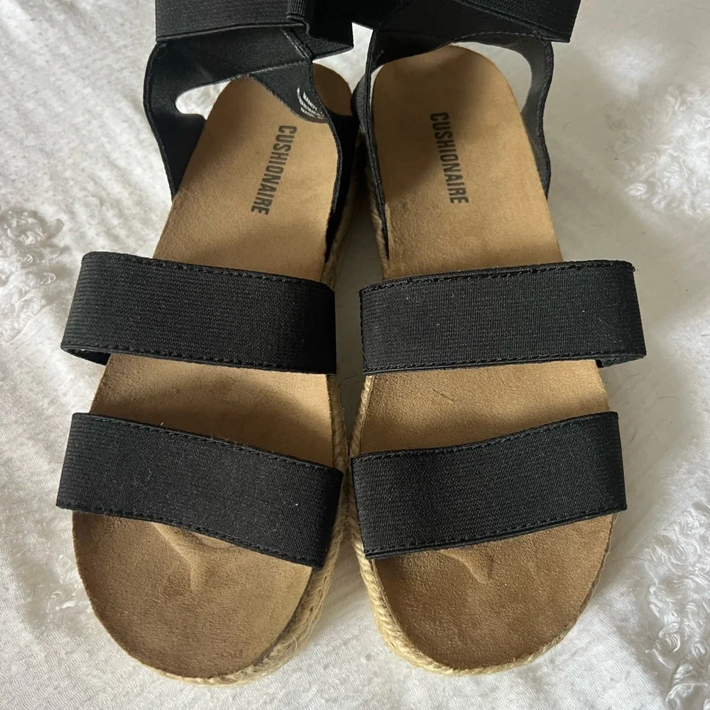 Black and Tan Espadrilles with Elastic Straps